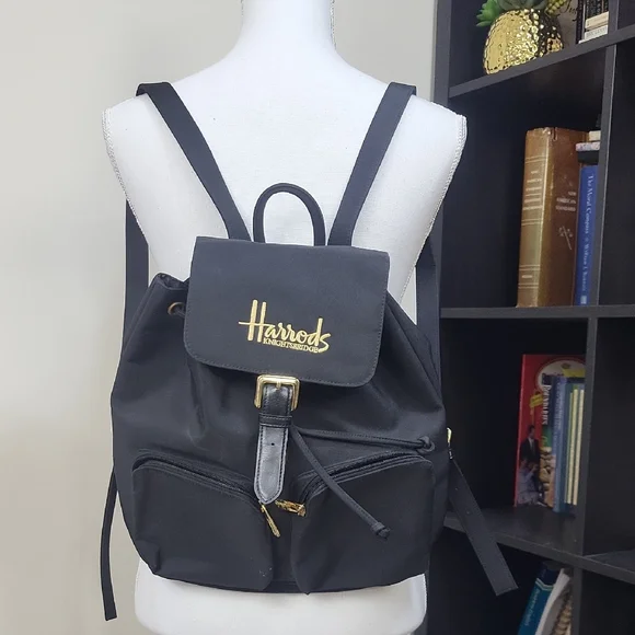 Harrods | Bags | Harrods Knightbridge Black Goldtone Multi 